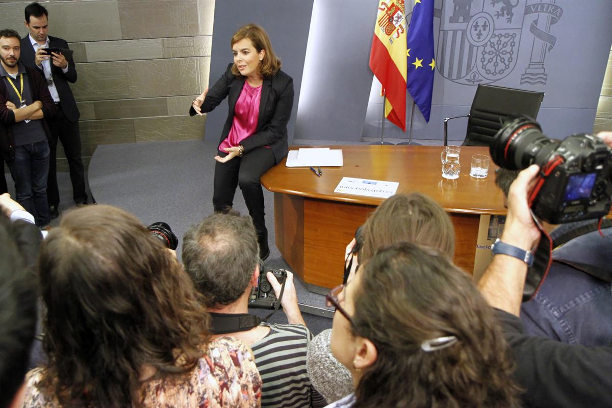 17/10/2014. Consejo de Ministros: Soraya Sáenz de Santamaría. La vicepresidenta, ministra de la Presidencia y portavoz del Gobierno de Españ...